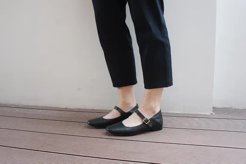 Vista 6 de FEVERSOLE Zapatos planos Mary Jane de moda con punta cuadrada y hebilla fácil de poner