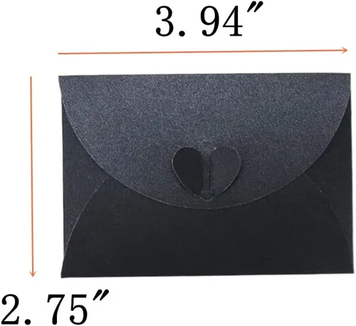 Vista 3 de Paquete de 24 sobres rojos con cierre de corazón para guardar objetos pequeños, sobre de papel, sobres para tarjetas de regalo de invitación