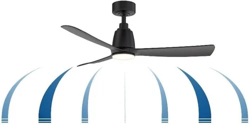 Vista 2 de Kute - Ventilador de techo empotrado de 3 aspas con kit de luz, 13.1 pulgadas de alto y 44 pulgadas de ancho, acabado negro, color negro