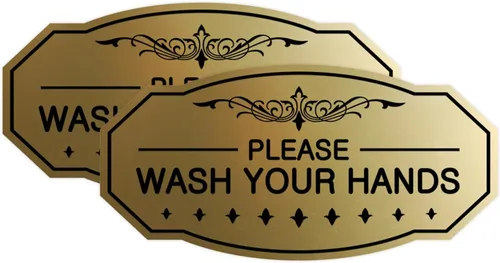 Vista 13 de Signs ByLITA Letrero Victoriano Please Wash Your Hands (Negro) - Pequeño