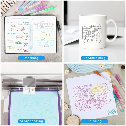 Vista 7 de Juego de bolígrafos de gel con purpurina compatible con Cricut Maker 3/Maker 4/Maker/Explore 3/4/5/Air 2/Air, juego de 12 bolígrafos de punta media