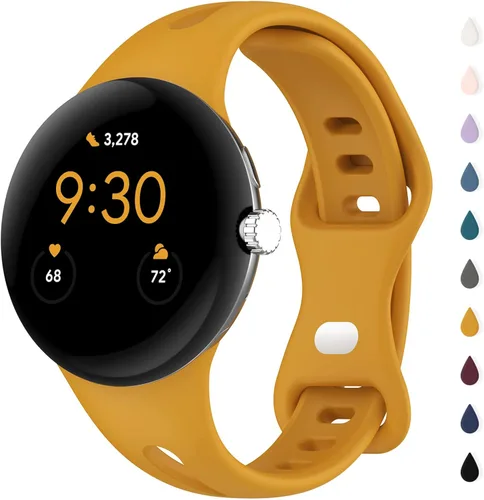 Vista 12 de Correas delgadas compatibles con Google Pixel Watch 4 3 (41mm)/Pixel Watch 2 1, correas ajustables transpirables de silicona suave deportiva
