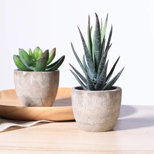 Vista 7 de Cabilock Ounona - Juego de 3 plantas suculentas artificiales con macetas, minisuculentas artificiales realistas para el hogar, la oficina