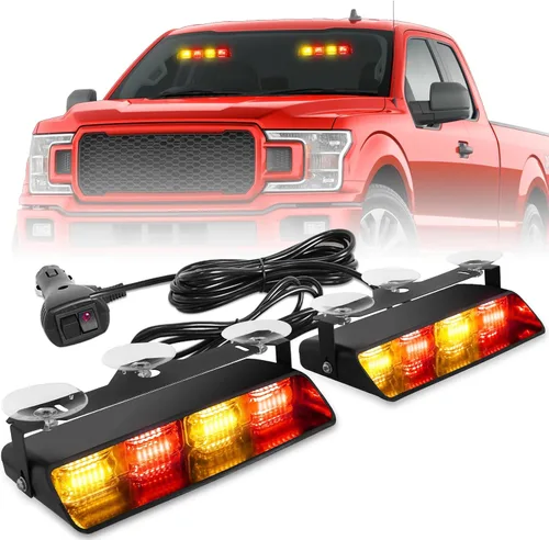 Vista 11 de HLauto 2002L Luces estroboscópicas de emergencia para salpicadero: luces de seguridad ámbar, luces de advertencia intermitentes para parabrisas