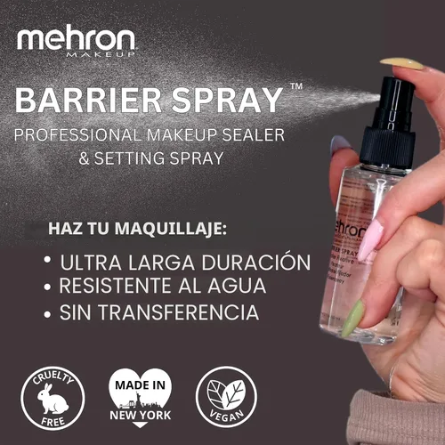 Vista 5 de Mehron Spray de barrera de maquillaje Spray fijador de maquillaje para la cara 1 fl oz (29 ml) Sellador de maquillaje profesional y spray