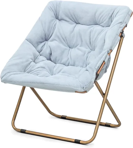 Vista 12 de Cómoda silla con platillo, silla de sala de estar, silla plegable acolchada suave de piel sintética, cómoda silla cuadrada de luna para sala