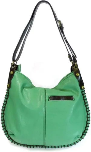 Vista 3 de Chala Bolso de mano grande de Hobo FLAMINGO de cuero vegano verde azulado