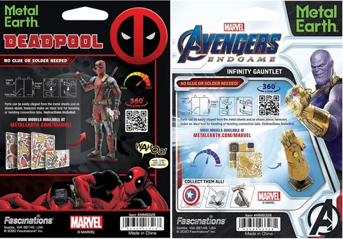 Vista 3 de Metal Earth Fascinations - Juego de 2 kits de modelo de metal 3D Marvel Deadpool - Infinity Gauntlet