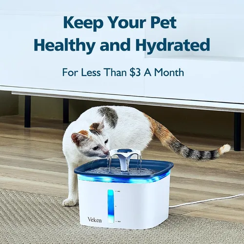 Vista 5 de Veken Filtro de fuente de agua para gatos, paquete de 4 filtros clásicos de repuesto y 4 esponjas de repuesto para dispensador automático de agua