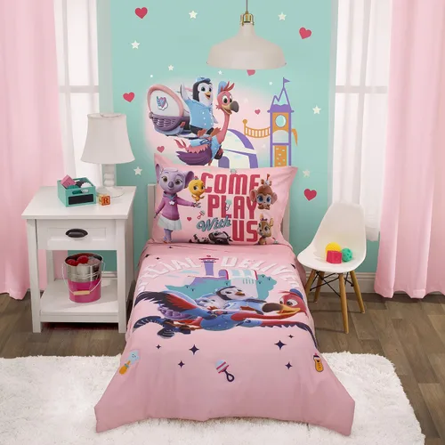 Vista 16 de Disney Ariel Sea Garden - Juego de cama para niños pequeños de 4 piezas - Edredón, sábana bajera, sábana encimera, funda de almohada reversible