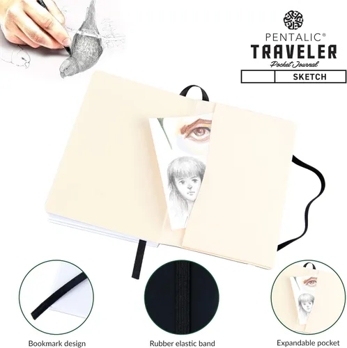 Vista 5 de Cuaderno de bocetos Travelers Dot Grid Pentalic Art, libre de ácidos