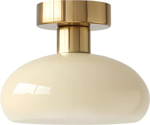 Vista 8 de KCO Iluminación moderna de oro cepillado semi empotrado lámpara de techo de tambor de montaje empotrado de latón antiguo de mediados de siglo, luz