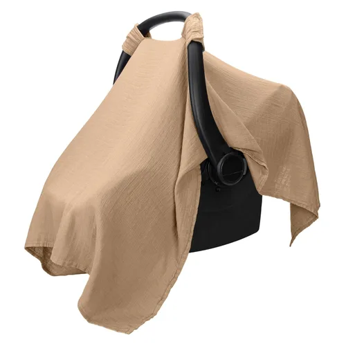 Vista 6 de Comfy Cubs Funda para Asiento de Coche de Bebé - Mezcla Suave y Transpirable de Rayón de Bambú y Algodón Muselina - Toldo Ligero para Protección