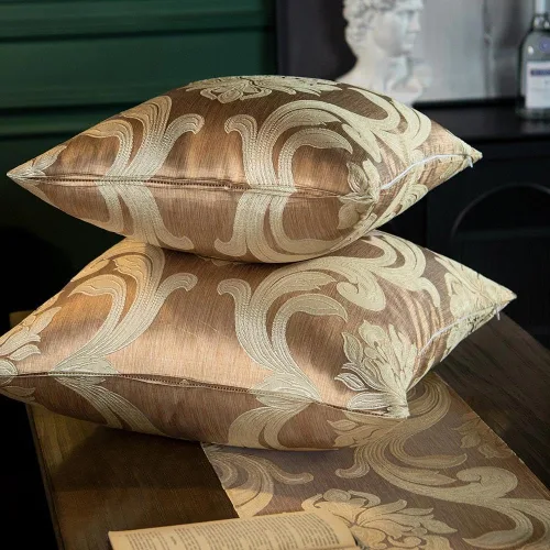 Vista 2 de NAPEARL Juego de 2 fundas de cojín con patrones jacquard beige dorado champán, funda de almohada decorativa para sofá, cama, atractivas fundas