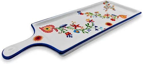 Vista 5 de Cerámica portuguesa Alcobaça Tabla de servir queso de cerámica floral