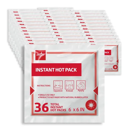 Vista 7 de Medline Paquete de calor instantáneo, desechable, 6 x 6 pulgadas, 24 por paquete, paquetes de calor para aliviar el dolor, dolor muscular y aumento