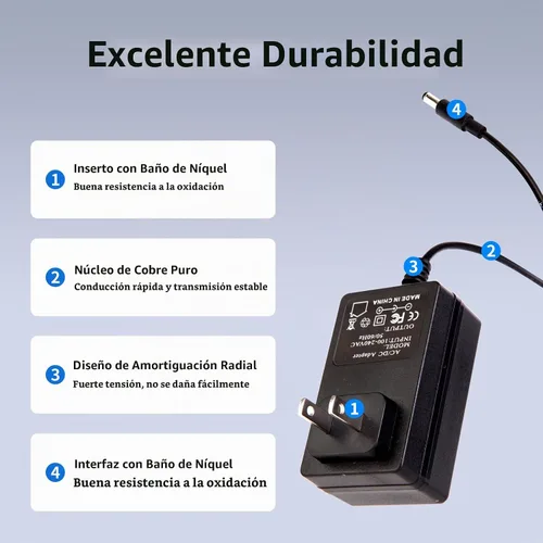 Vista 2 de Fuente de alimentación de 9V 1A Adaptador de CA DC 9Volt Adaptador de corriente Cargador 9V Cable de alimentación con 8 Enchufes de CC