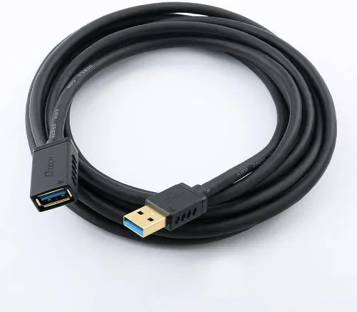 Vista 2 de DTECH Cable de extensión USB 3.0 de 6 pies tipo A, macho a hembra, cable de puerto con conector chapado en oro (negro, 6 pies)