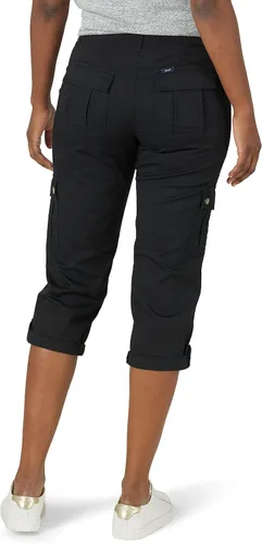 Vista 2 de Lee Pantalón capri tipo cargo flexible para mujer, talla grande, ultra lux, cómodo