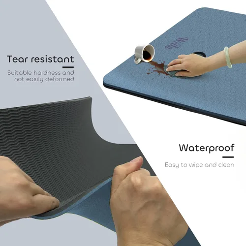 Vista 6 de Tapete de yoga antideslizante de TPE para mujeres y hombres, tapete de entrenamiento de doble cara de 72 x 24 pulgadas para gimnasio en casa