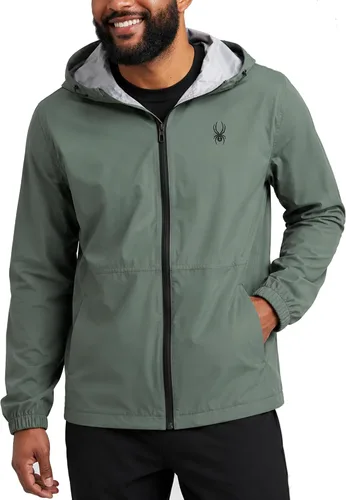Vista 8 de Spyder Chaqueta impermeable para hombre - Cortavientos con capucha ligera e Negro