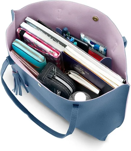 Vista 5 de oct17 - bolsa tote con asas largas para llevar al hombro, bolsa moderna para mujer