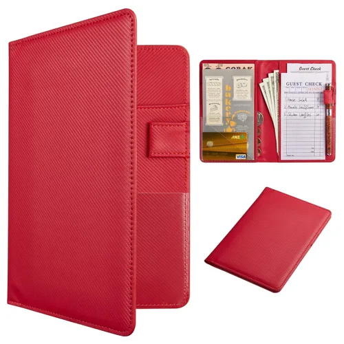 Vista 48 de CoBak Libreta para servidores de alta calidad: organizador de cartera de camarero de 5.12 x 7.91 pulgadas en piel auténtica, con 8 bolsillos