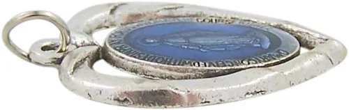 Vista 2 de Medalla milagrosa de corazón esmaltado azul, 1 14 pulgadas, paquete de 5, Zinc Esmalte