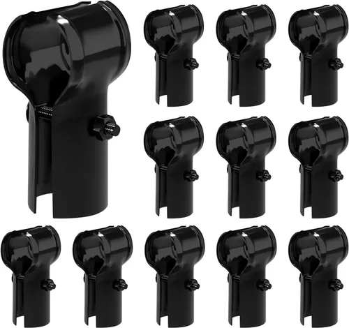 Vista 12 de VIVIDA Abrazaderas de riel de extremo de 1-3/8 pulgadas, accesorios de valla de enlace de cadena negra, conectores T de tubo de panel de 1-3/8