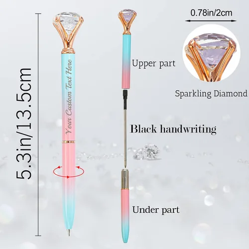 Vista 2 de STREADVE 12 bolígrafos personalizados con nombre, bolígrafo de diamante personalizado, grabado gratis, logotipo, texto, escritura suave, regalos