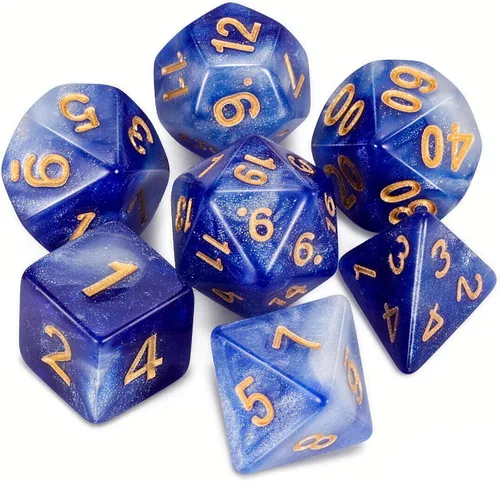 Vista 16 de QMAY - Juego de dados para DND, 7 dados poliédricos con bolsa de dados para juegos de mesa D&D