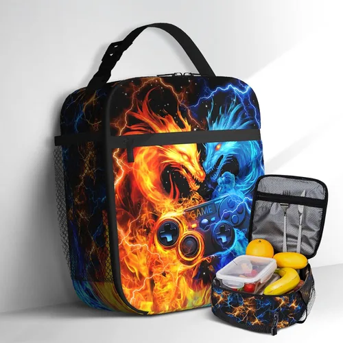 Vista 9 de Lonchera de béisbol con temática deportiva para niños, niñas, adolescentes, bolsa de almuerzo de béisbol aislada para niños, bolsa de almuerzo
