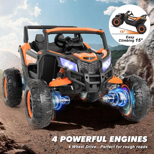 Vista 2 de JOYLDIAS Vehículo eléctrico todoterreno 4WD con batería de 12 V para niños, vehículo eléctrico 4x4 con 4 potentes motores, control remoto de 2.4 G