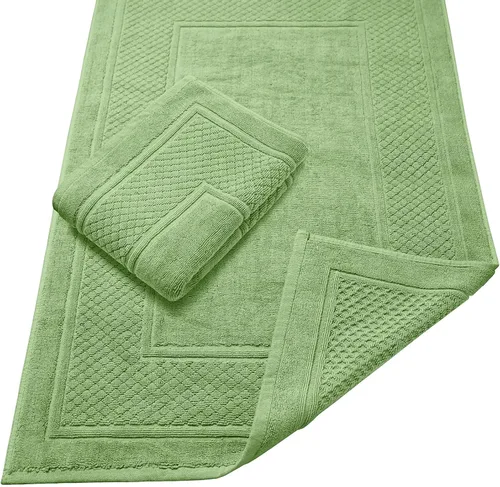 Vista 24 de Avalon Towels Juego de 2 tapetes de baño absorbentes 100% algodón, color beige, tapetes de baño de secado rápido para baños (22 x 34 pulgadas)