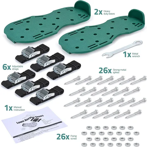 Vista 8 de Abco Tech Zapatos aireadores de césped para césped, herramienta de aireación de patio con 3 correas ajustables y hebillas de metal de alta