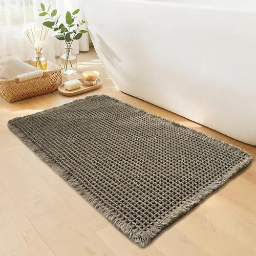 Vista 20 de Alfombra de baño negra – Alfombra de baño antideslizante y lavable, súper absorbente y de secado rápido, pequeña alfombra de baño bohemia para Negro