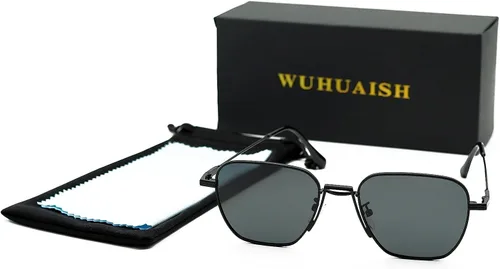 Vista 2 de WUHUAISH Lentes de sol polarizados para hombres y mujeres, lentes de sol ligeros táctiles para hombre, a la moda, gafas de sol clásicas