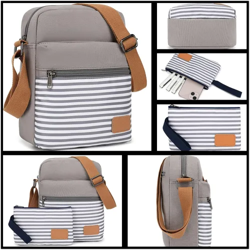 Vista 4 de Leaper - Juego de estuche y cartera bandolera de lona para niñas y mujeres