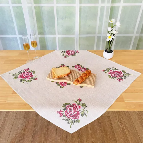 Vista 13 de Mantel bordado para decoración de encaje a prueba de polvo, sin arrugas, lavable, floral, rectangular, para cocina, comedor, vacaciones, cumpleaños