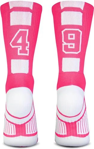 Vista 16 de ChalkTalkSPORTS Calcetines de equipo personalizados - Calcetines con números rosados Elige tu número