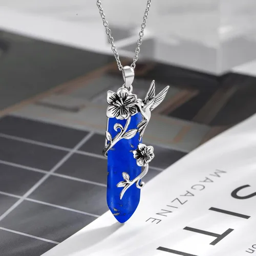 Vista 2 de Plesitep Collar de colibrí de plata de ley con colgante de pájaro para mujeres, niñas y mamá