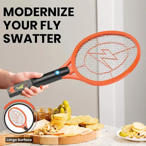 Vista 4 de Paquete de 2 raquetas eléctricas matamoscas y exterminador de mosquitos de ZAP IT! - Raqueta eléctrica exterminadora de insectos de alta potencia