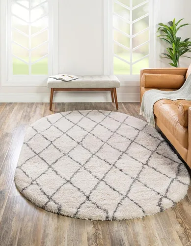 Vista 26 de Unique Loom Rabat Shag Collection - Alfombra de área con enrejado (2 pies 2 pulgadas x 3 pies 1 pulgada, rectangular, marfil puro/gris)