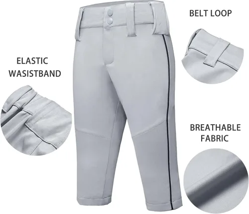 Vista 4 de QBK 2T3T4T5T6T7T Toddler Boy's Knicker Baseball Pants with Side PipingBraid