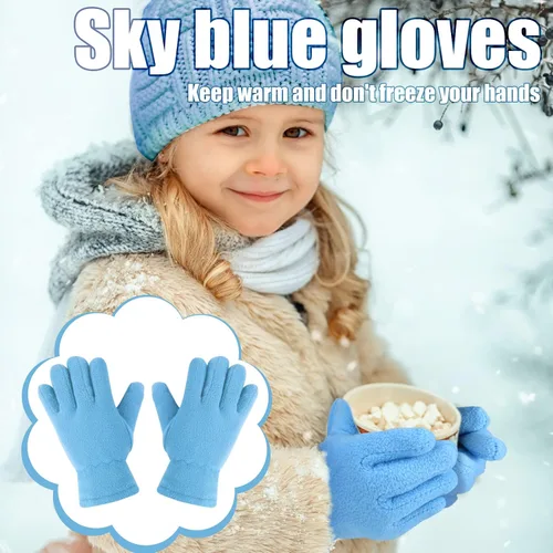 Vista 6 de SATINIOR 3 pares de guantes de invierno de forro polar para niños y niñas, guantes cálidos para niños y niñas, suministros de actividades al aire