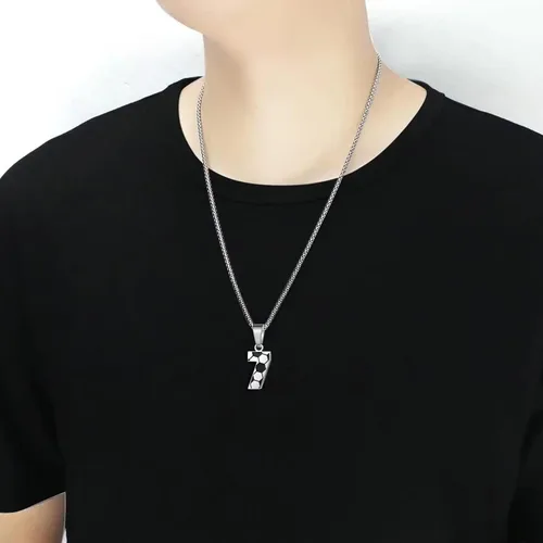 Vista 2 de ZRAY Collar con número de fútbol para hombre, dije de acero inoxidable, cadena de plata de 22 + 2 pulgadas, regalo de fútbol personalizado