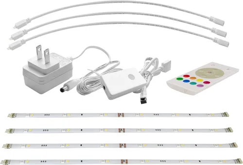 Vista 6 de GE Cinta LED que cambia de color con control remoto, no requiere aplicación o Wi-Fi, 12 pulgadas (paquete de 4)