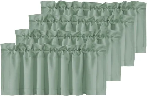 Vista 40 de H.VERSAILTEX - Cenefa térmica para ventana con dobladillo para barra, para oscurecer las habitaciones; ideales para la cocina, 52” x 18” Gris paloma