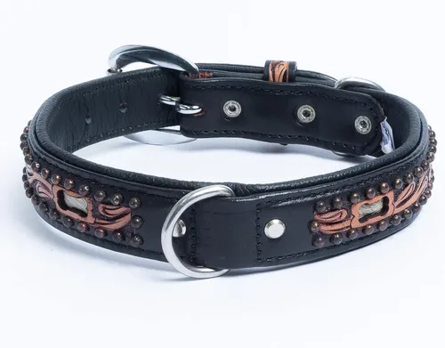 Vista 9 de Angel Pet Supplies - Collar de cuero genuino para perro San Antonio, perfecto para perros medianos, grandes y XL, hebilla de acero inoxidable, cuero