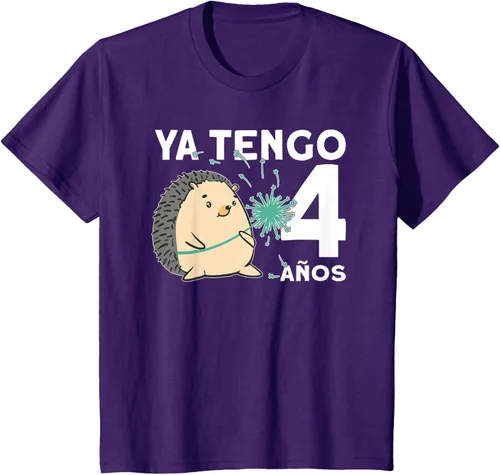 Vista 3 de Niños Niños 4 Cumpleaños erizo Ya tengo 4 años Camiseta